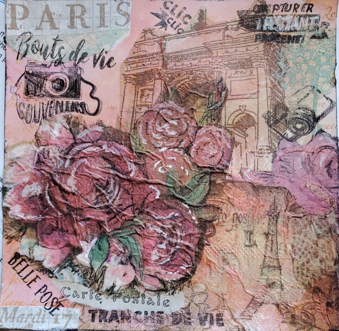 Travel themed art journal page